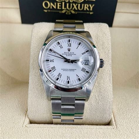 1993 rolex date ref: 15200 with white roman dial|Rolex Oyster Perpetual Date .